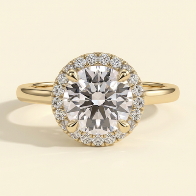 The Nara - Round Cut Lab Grown Diamond Halo with Cathedral High Setting Engagement Ring