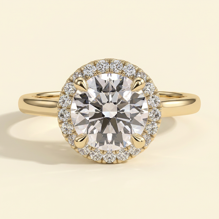 The Nara - Round Cut Lab Grown Diamond Halo with Cathedral High Setting Engagement Ring