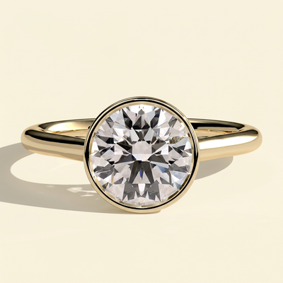 The Ceres - Round Cut Lab Grown Diamond Bezel Solitaire with Open Cathedral Setting Engagement Ring