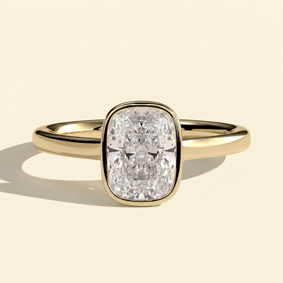 The Opale - Elongated Cushion Lab Grown Diamond Solitaire with Cathedral Setting Ring