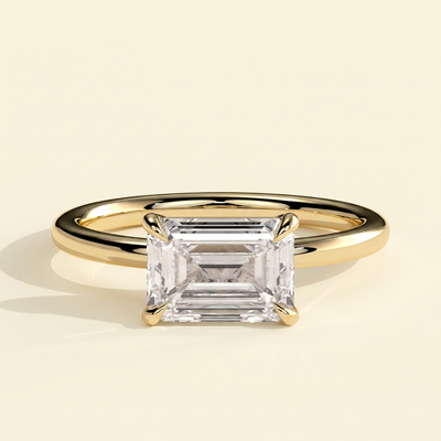 The Prisma - East West Emerald Cut Lab Grown Diamond Solitaire Engagement Ring