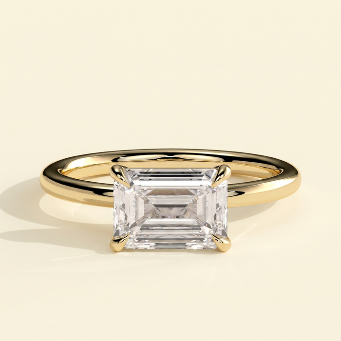 The Prisma - East West Emerald Cut Lab Grown Diamond Solitaire Engagement Ring