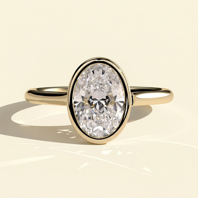 The Catena - Oval Cut Lab Grown Diamond Open Cathedral Bezel Set Solitaire Engagement Ring