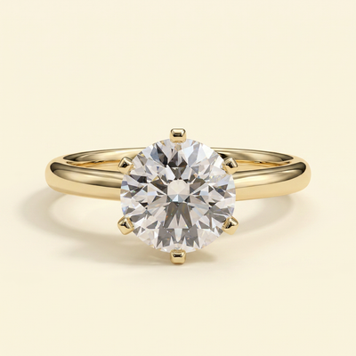 The Bellara - Round Cut Lab Grown Diamond Six Claw Cathedral Solitaire Engagement Ring