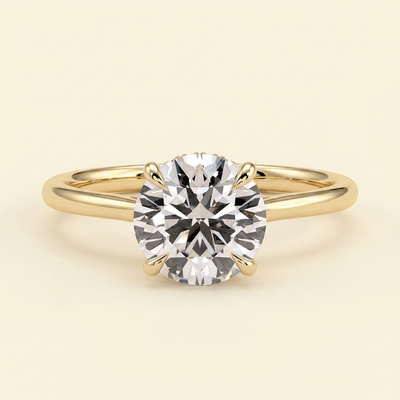 The Cara - Round Cut Lab Grown Diamond Hidden Halo Solitaire with Cathedral Setting Engagement Ring