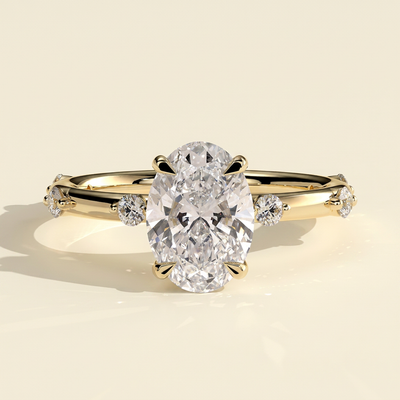 The Fiora - Oval Cut Lab Grown Diamond Solitaire with Hidden Halo Engagement Ring