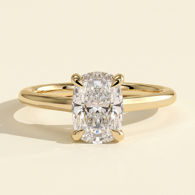 The Melina - Elongated Cushion Cut Lab Grown Diamond Trellis Gallery Solitaire with Low Cathedral Setting Engagement Ring