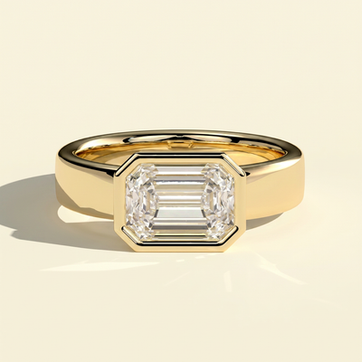 The Jules - East West Emerald Cut Lab Grown Diamond Bezel Engagement Ring