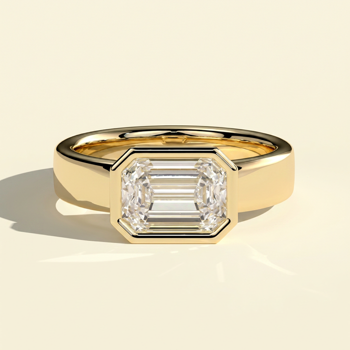 The Jules - East West Emerald Cut Lab Grown Diamond Bezel Engagement Ring