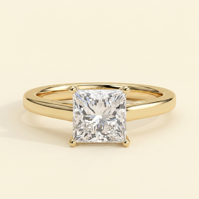 The Monelle - Princess Cut Lab Grown Diamond Four Claw Cathedral Solitaire Engagement Ring