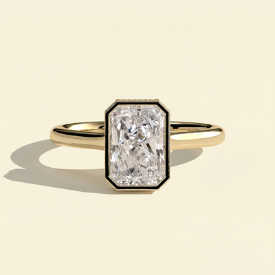 The Opaline - Radiant Cut Lab Grown Diamond Solitaire with Hidden Halo and Cathedral Setting Ring