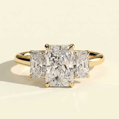 The Elina - Classic Radiant Lab Grown Diamond Three Stone Engagement Ring