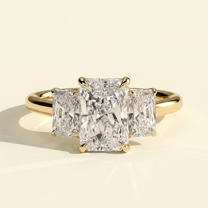 The Elina - Classic Radiant Lab Grown Diamond Three Stone Engagement Ring
