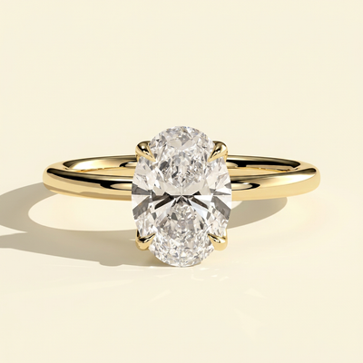 The Nyssa - Oval Lab Grown Diamond Ring with Petal Gallery and Leaf Detail