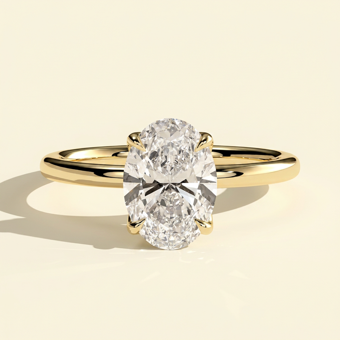 The Nyssa - Oval Lab Grown Diamond Ring with Petal Gallery and Leaf Detail