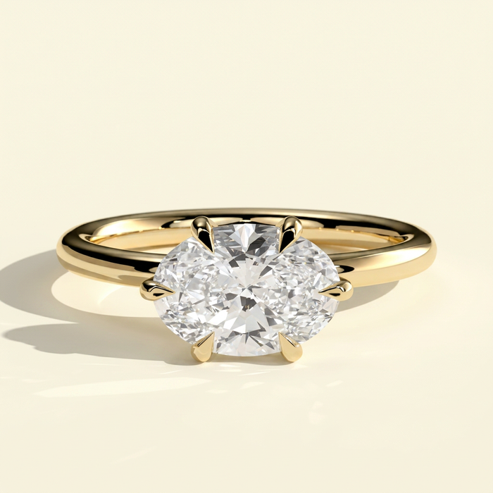 The Aurel - East-West Oval Lab Grown Diamond Claw Solitaire Engagement Ring