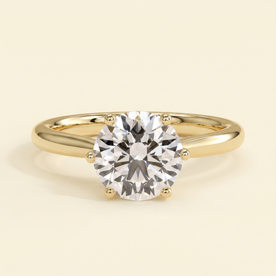 The Verina - Round Cut Lab Diamond Solitaire with Open Trellis Gallery and Cathedral Setting Ring