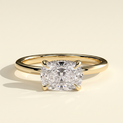 The Riva - Elongated Cushion Cut Lab Grown Diamond East West Hidden Halo Engagement Ring