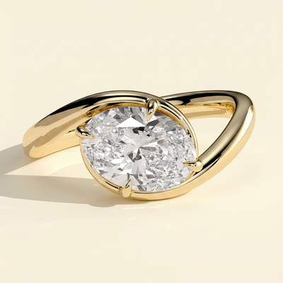 The Ostara - East West Oval Lab Grown Diamond Solitaire with Bypass Band Engagement Ring