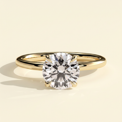The Lunea - Round Cut Lab Grown Diamond Solitaire with Petal Gallery Engagement Ring