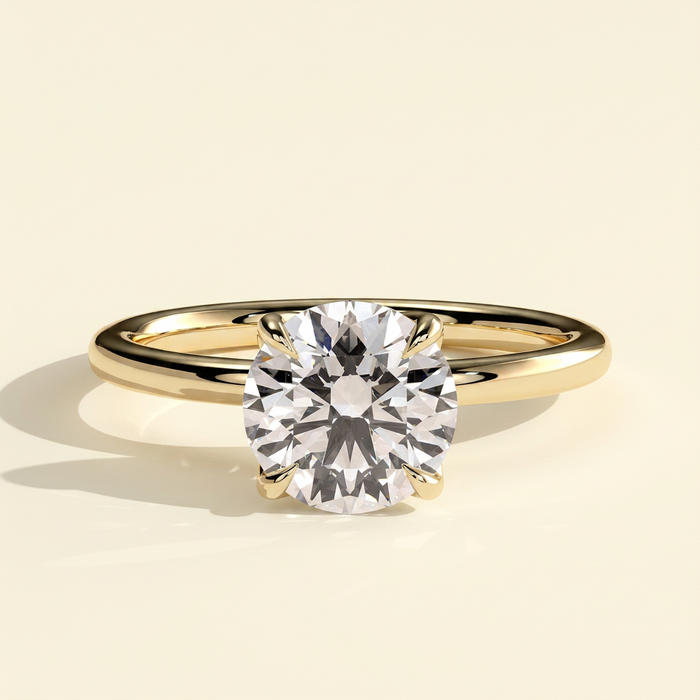 The Lunea - Round Cut Lab Grown Diamond Solitaire with Petal Gallery Engagement Ring