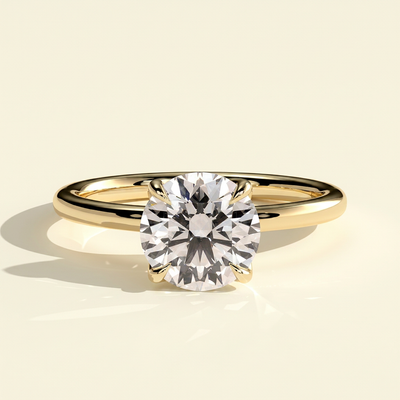 The Tessa - Round Cut Lab Grown Diamond Solitaire with Petal Gallery and Cathedral Setting Ring
