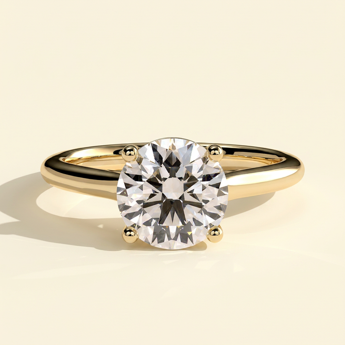 The Junelle - Round Cut Lab Grown Diamond Four Claw Solitaire with Trellis Gallery Engagement Ring