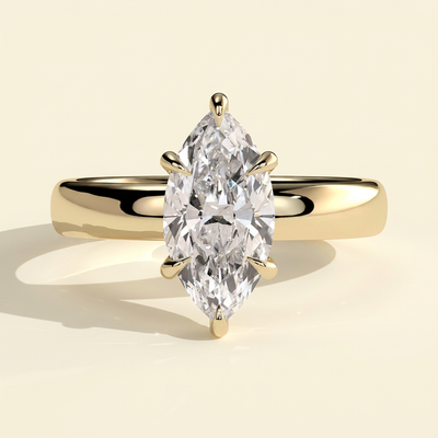 The Liana - Marquise Cut Lab Grown Diamond Hidden Halo Engagement Ring with Cigar Band