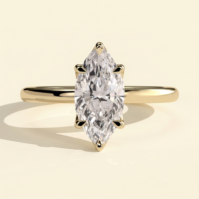 The Leila - Marquise Cut Lab Grown Diamond Solitaire Engagement Ring with Petal Gallery