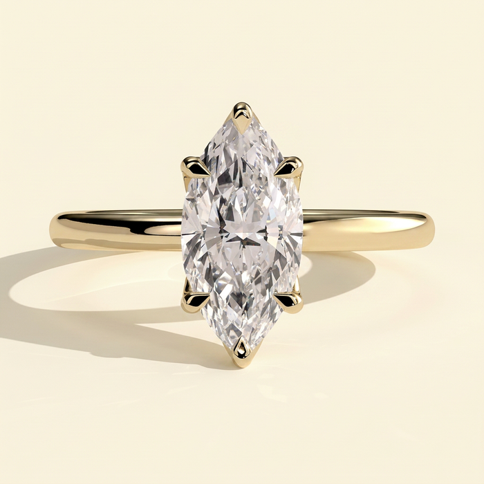 The Leila - Marquise Cut Lab Grown Diamond Solitaire Engagement Ring with Petal Gallery