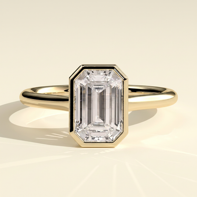 The Gala - Emerald Cut Lab Grown Diamond Bezel Set Solitaire Engagement Ring
