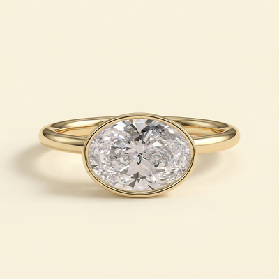 The Fina - Oval Cut Lab Grown Diamond East West Bezel Set Solitaire Engagement Ring