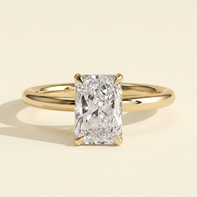 The Evara - Radiant Cut Lab Grown Diamond Solitaire with Hidden Halo Engagement Ring