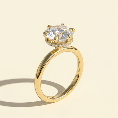The Demira - Round Lab Grown Diamond Engagement Ring with Wrap Hidden Halo