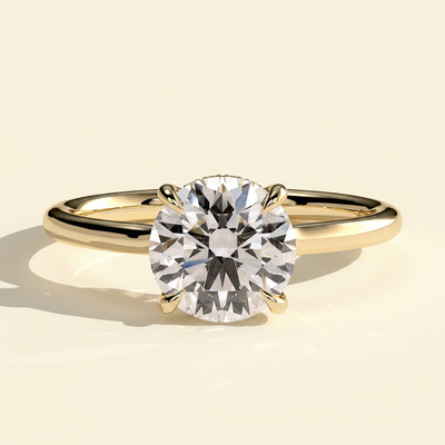 The Cielo - Round Cut Lab Grown Diamond Floating Cathedral Low Set Hidden Halo Engagement Ring