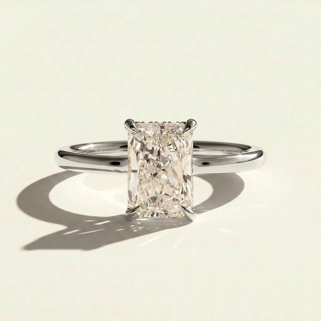 The Maze - Radiant Cut Lab Grown Diamond Hidden Halo Solitaire Engagement Ring
