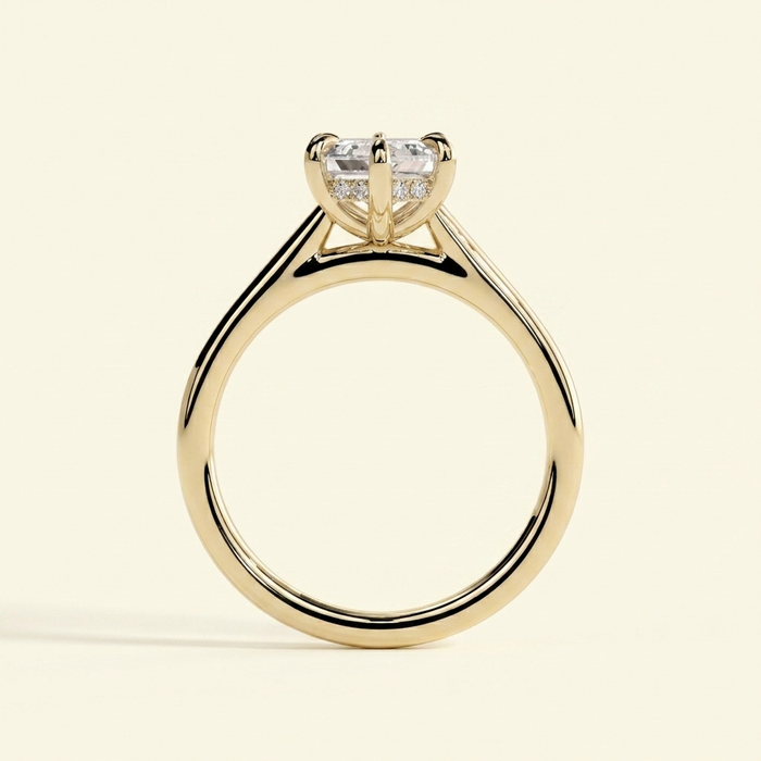 The Kira - Hexagon Cut Lab Grown Diamond Solitaire with Hidden Halo Ring