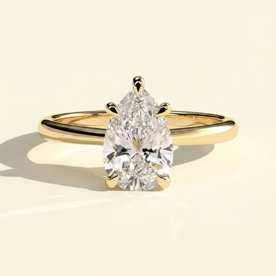 The Klea - Pear Cut Lab Grown Diamond Solitaire Engagement Ring in Gold