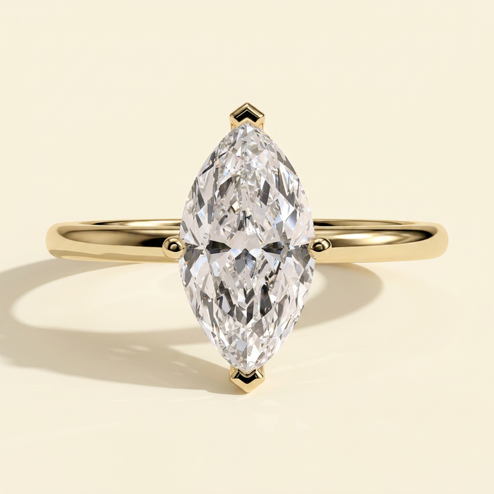 The Xenia - Marquise Cut Lab Grown Diamond Solitaire Engagement Ring with V Claw Setting