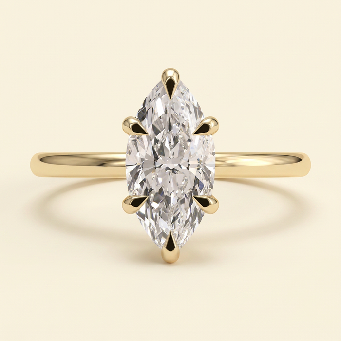 The Seline - Marquise Cut Lab Grown Diamond Six Claw Solitaire Engagement Ring