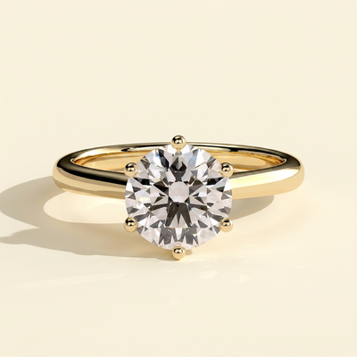 The Vienne - Round Cut Lab Grown Diamond Six Claw Low Cathedral Solitaire Engagement Ring