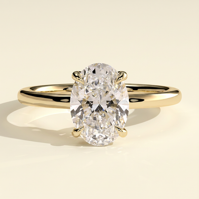 The Cassia - Oval Cut Lab Grown Diamond Solitaire with Hidden Halo and Floating Open Bridge Engagement Ring