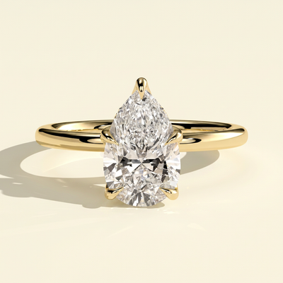 The Ora - Pear Cut Lab Grown Diamond Solitaire with Petal Gallery Engagement Ring