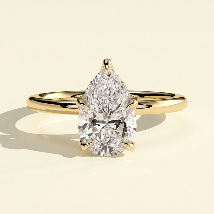 The Ora - Pear Cut Lab Grown Diamond Solitaire with Petal Gallery Engagement Ring
