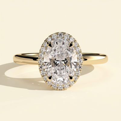 The Sonelle - Oval Cut Lab Grown Diamond Four Claw Halo Engagement Ring