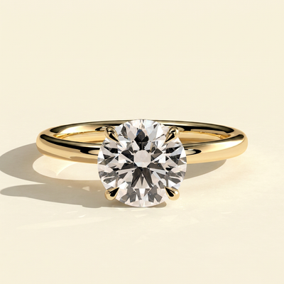 The Thalia - Round Cut Lab Grown Diamond Solitaire with Hidden Halo Anniversary Engagement Ring