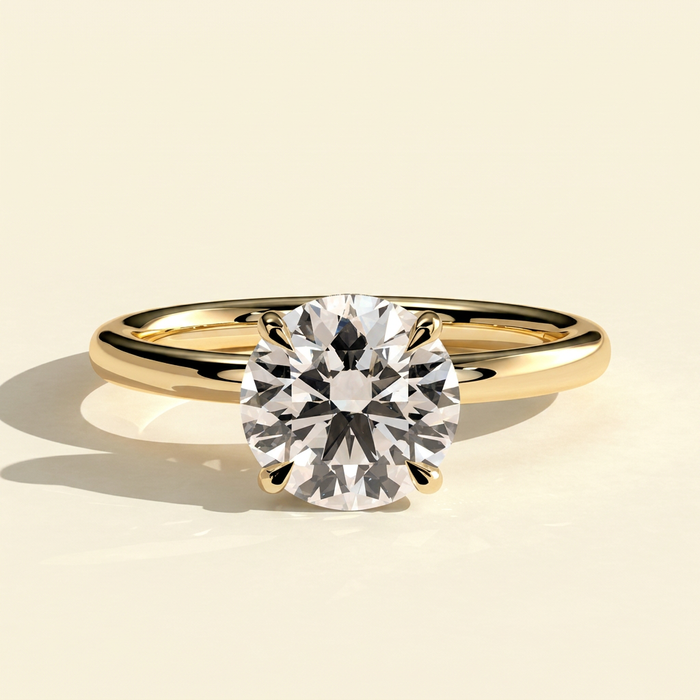The Thalia - Round Cut Lab Grown Diamond Solitaire with Hidden Halo Anniversary Engagement Ring