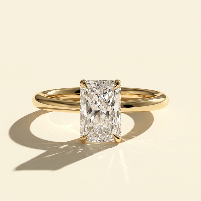 The Aurelia - Radiant Cut Lab Grown Diamond Engagement Ring with Hidden Halo