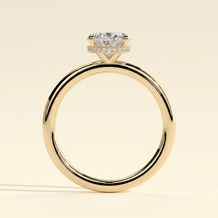 The Oriel - Oval Lab Grown Diamond Solitaire with Wrap Around Hidden Halo Engagement Ring