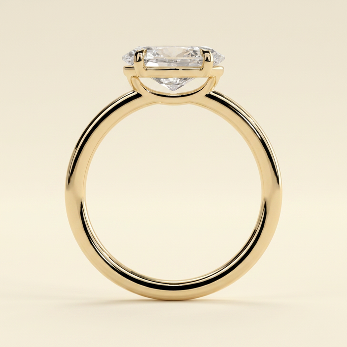The Myra - Oval Cut Lab Grown Diamond East West Claw Set Solitaire with Raised Gallery Engagement Ring